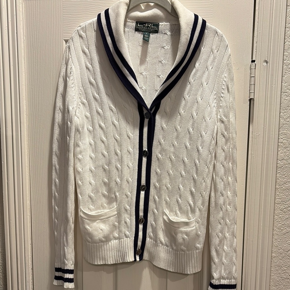 Ralph Lauren Medium White Cable Knit Sweater
